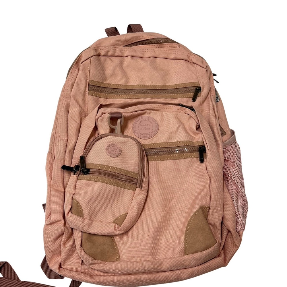Lucky Brand Backpack Light Pink Canvas W Coin Purse Faux Leather Trim School